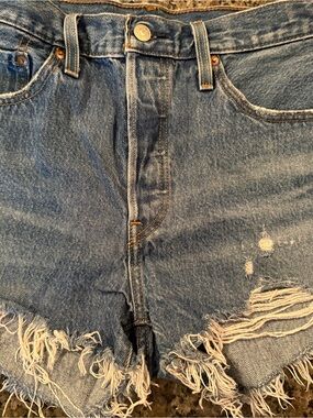 Levi’s 501 High Waist Distressed Denim Cutoff Shorts - Blue
